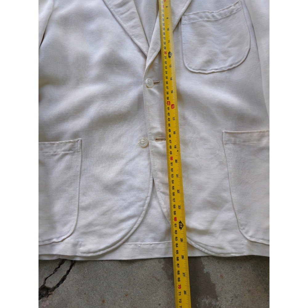 Vintage 1930s Cream Pure Irish Linen Sport Coat 40 Short Made in USA - Picture 11 of 15